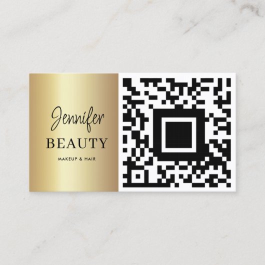 Makeup Artist Beauty Salon QR Code Modern Gold Visitenkarte (Vorderseite)