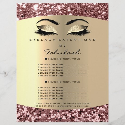 Makeup Artist Beauty Salon Rose Gold Flyer Preise (Vorne)