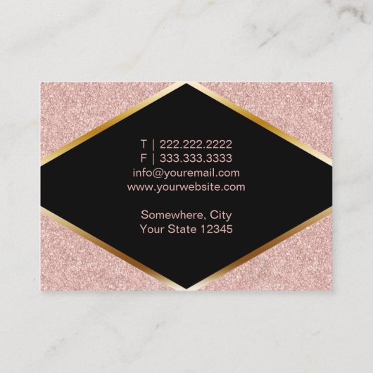 Makeup Artist Beauty Salon Rose Goldener Glitzer Visitenkarte (Rückseite)