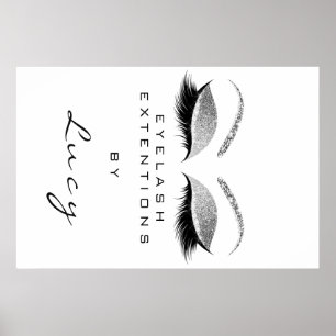 Makeup Artist Beauty White Eyebrow Silver Glitzer Poster