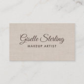 Makeup Artist Beige Linen Modern Elegant QR Code Visitenkarte (Vorderseite)