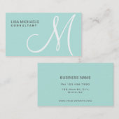 Makeup Artist Beruflich Elegant Monogram Blue Visitenkarte (Vorne/Hinten)