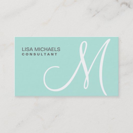Makeup Artist Beruflich Elegant Monogram Blue Visitenkarte (Vorderseite)
