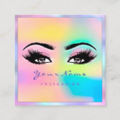 Makeup Artist Beruflich Eyeash Holograph Pink Quadratische Visitenkarte (Vorderseite)