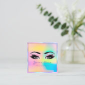 Makeup Artist Beruflich Eyeash Holograph Pink Quadratische Visitenkarte (Stehend Vorderseite)