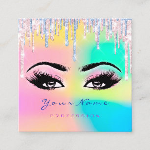 Makeup Artist Beruflich Eyeash Holograph Tropfen Quadratische Visitenkarte