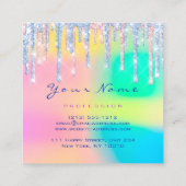 Makeup Artist Beruflich Eyeash Holograph Tropfen Quadratische Visitenkarte (Rückseite)