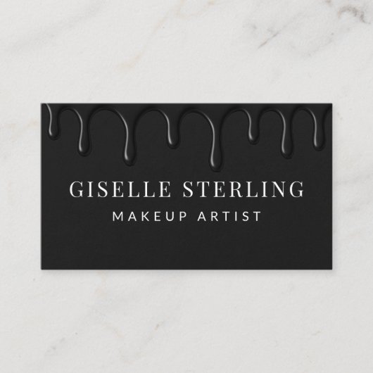 Makeup Artist Black Dripping Luxe Visitenkarte (Vorderseite)