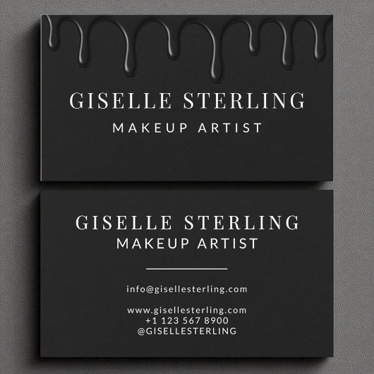 Makeup Artist Black Dripping Luxe Visitenkarte