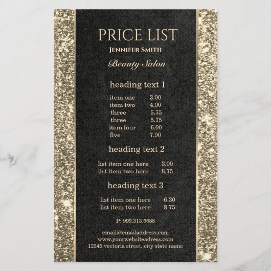 Makeup Artist Black Gold Glitzer Flyer (Vorne)