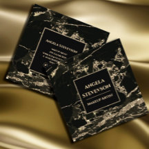 Makeup Artist Black Gold Marmor Business Card