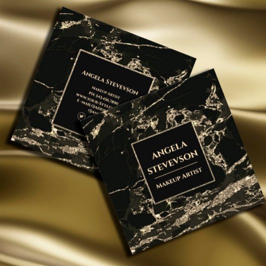 Makeup Artist Black Gold Marmor Business Card Quadratische Visitenkarte