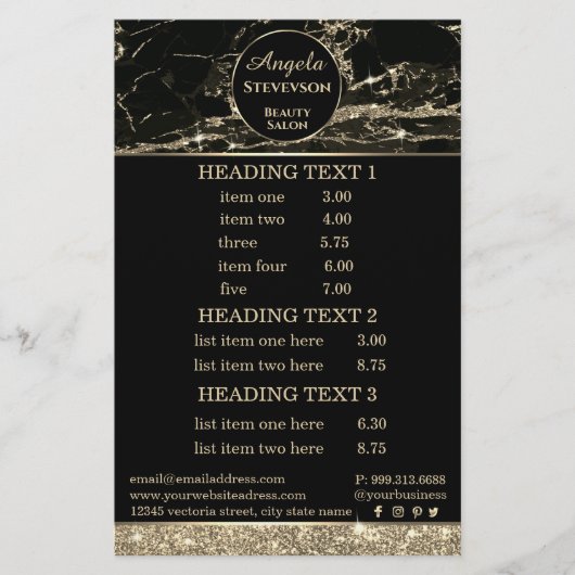 Makeup Artist Black Gold Marmor Flyer (Vorne)