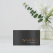 Makeup Artist Black Gray Orange Calligraphy Visitenkarte (Stehend Vorderseite)