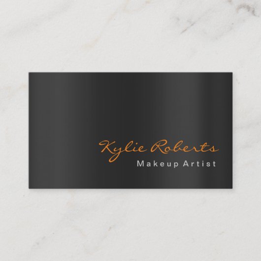 Makeup Artist Black Gray Orange Calligraphy Visitenkarte (Vorderseite)