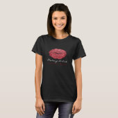 Makeup Artist Black Kiss Lips Rote Rose Glitzer T-Shirt (Vorne ganz)