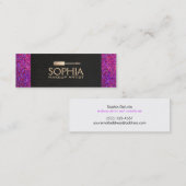 Makeup Artist Black Linen und Lila Glitzer Look Mini Visitenkarte (Vorne/Hinten)