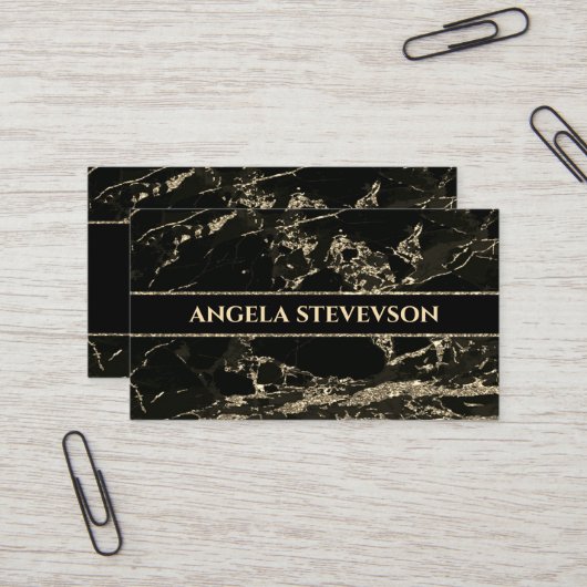 Makeup Artist Black Marble Gold Business Card Visitenkarte (Vorderseite/Rückseite Beispiel)