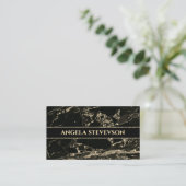 Makeup Artist Black Marble Gold Business Card Visitenkarte (Stehend Vorderseite)