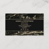 Makeup Artist Black Marble Gold Business Card Visitenkarte (Rückseite)