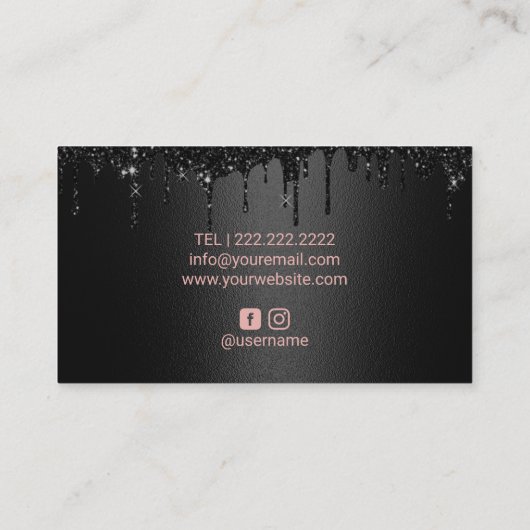 Makeup Artist Black Tropfens Rose Gold Visitenkarte (Rückseite)