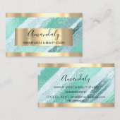 Makeup Artist Blogger Influencer Minze Green Strok Visitenkarte (Vorne/Hinten)