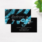 Makeup Artist Blue Black Glitzer Lips Zebra Print (Schreibtisch)