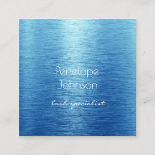 Makeup Artist Blue Brushed Metal Glam Quadratische Visitenkarte