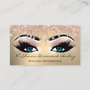 Makeup Artist Blue Eyelash Rose Gold Visitenkarte
