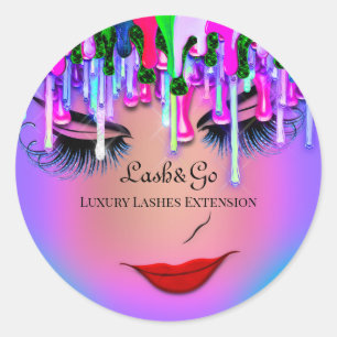 Makeup Artist Blue Lashes Produkt Red Skinny Runder Aufkleber