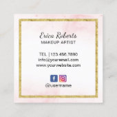 Makeup Artist Blume Rahmen Gold Liften Schönheitss Quadratische Visitenkarte (Rückseite)