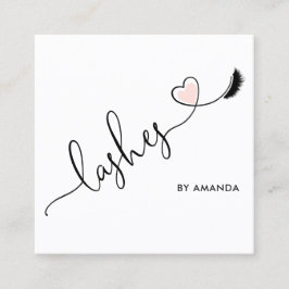 Makeup Artist Blush Pink Eyes Lashes Herz Quadratische Visitenkarte