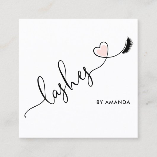 Makeup Artist Blush Pink Eyes Lashes Herz Quadratische Visitenkarte (Vorderseite)