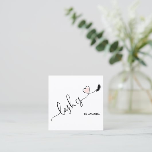 Makeup Artist Blush Pink Eyes Lashes Herz Quadratische Visitenkarte (Stehend Vorderseite)