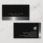 Makeup Artist Bold Dark Chrome Business Card Visitenkarte (Vorne/Hinten)