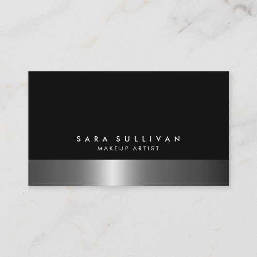 Makeup Artist Bold Dark Chrome Business Card Visitenkarte (Vorderseite)