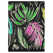 Makeup Artist Bright Jungle Doodles Black Klemmbrett (Rückseite)