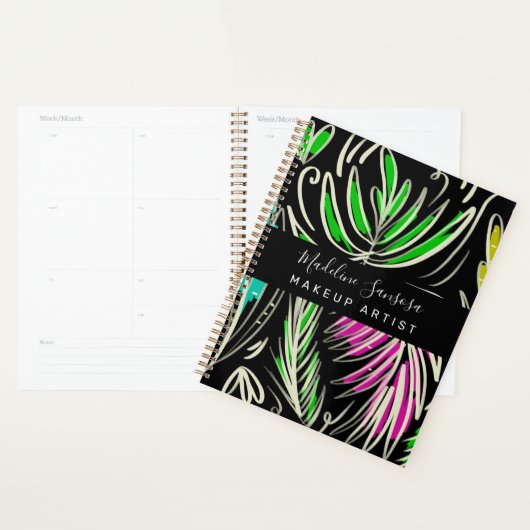 Makeup Artist Bright Jungle Doodles Black Planer (Anzeige)