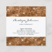 Makeup Artist Bronze Sparkle Glam Quadratische Visitenkarte (Rückseite)
