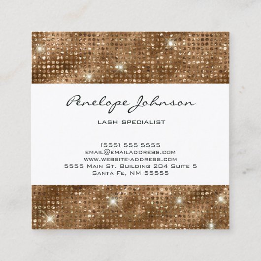 Makeup Artist Bronze Sparkle Glam Quadratische Visitenkarte (Rückseite)
