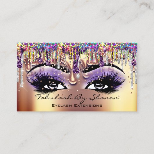 Makeup Artist Brow Eyelash Gold Tropfen Confetti Visitenkarte (Vorderseite)