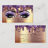 Makeup Artist Brow Eyelash Gold Tropfen Lila Visitenkarte (Vorne/Hinten)