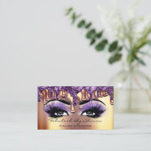 Makeup Artist Brow Eyelash Gold Tropfen Lila Visitenkarte (Stehend Vorderseite)