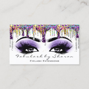 Makeup Artist Brow Eyelash Lila Holograph Visitenkarte