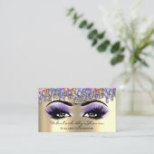 Makeup Artist Brow Eyelash Lila Tropfen Regenbogen Visitenkarte (Stehend Vorderseite)