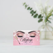Makeup Artist Brow Eyelash Pink Glitzer Visitenkarte (Stehend Vorderseite)