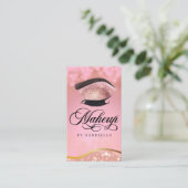 Makeup Artist Brow Eyelash Pink Glitzer Visitenkarte (Stehend Vorderseite)