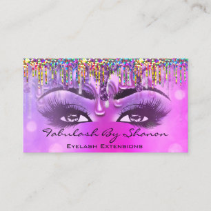 Makeup Artist Brow Eyelash Pink Tropfen Holograph Visitenkarte