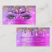 Makeup Artist Brow Eyelash Pink Tropfens Holograph Visitenkarte (Vorne/Hinten)