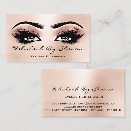 Makeup Artist Brow Eyelash Skinny Rose Visitenkarte (Vorne/Hinten)